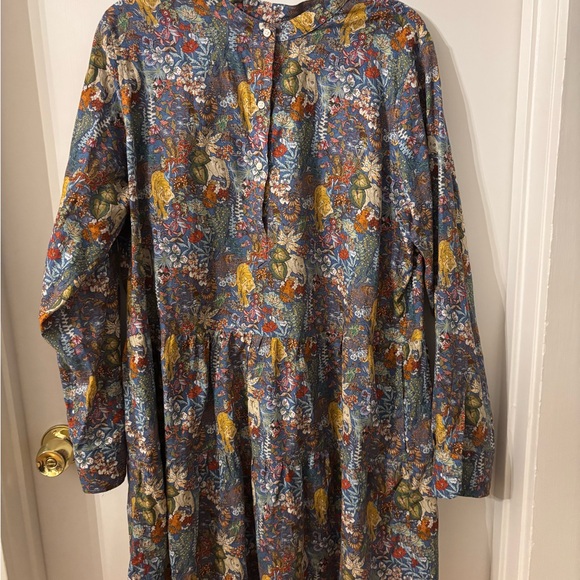 Ann Mashburn Blue Multi Jungle Print Linen Dress (Size XL,...